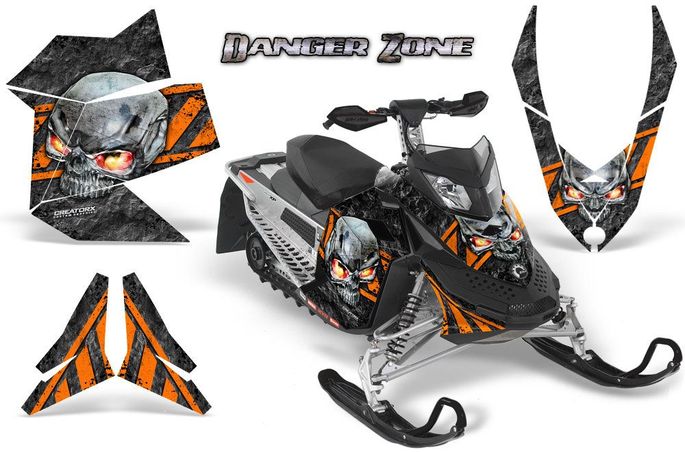 Skidoo REV XP Graphics Kit Danger Zone Orange